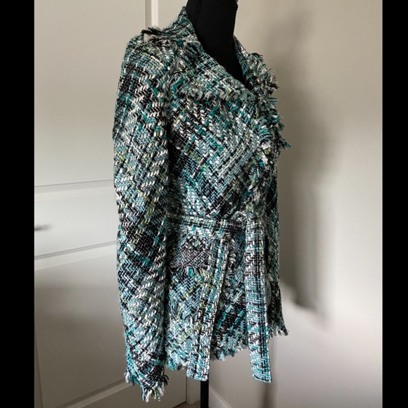 Light weight open front tweed blazer with raw trim - Picture 4 of 5